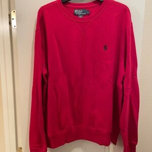 Ralph Lauren Red Crewneck Sweater Classic Knit Design